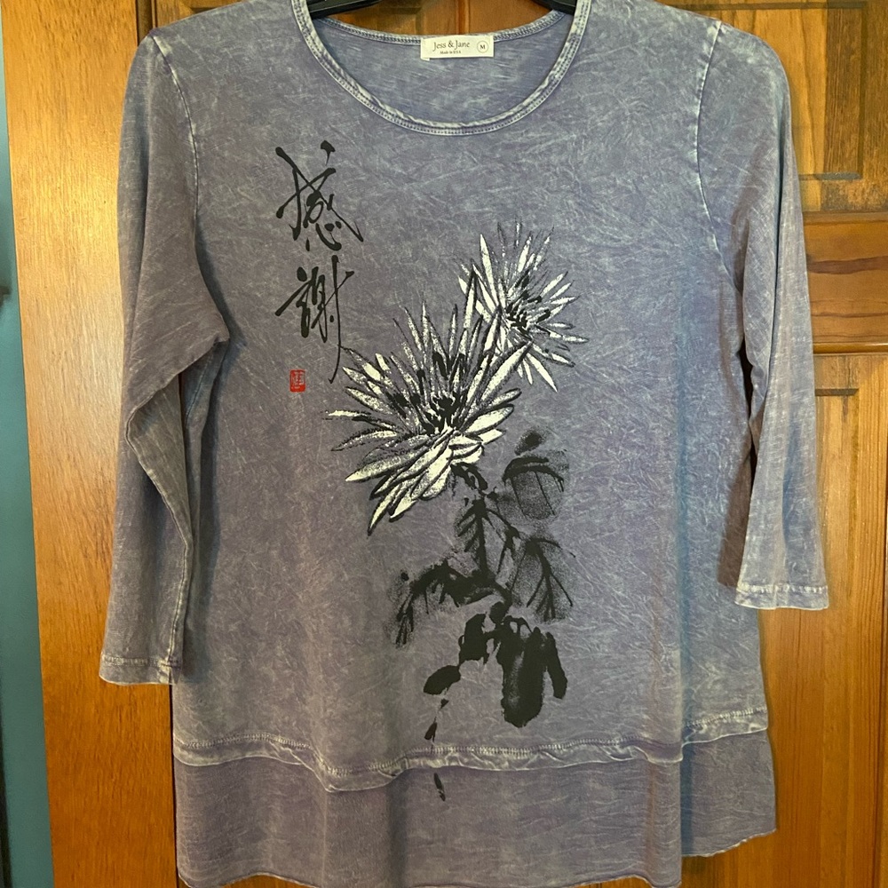 Jess and Jane purple three quarter length sleeve top